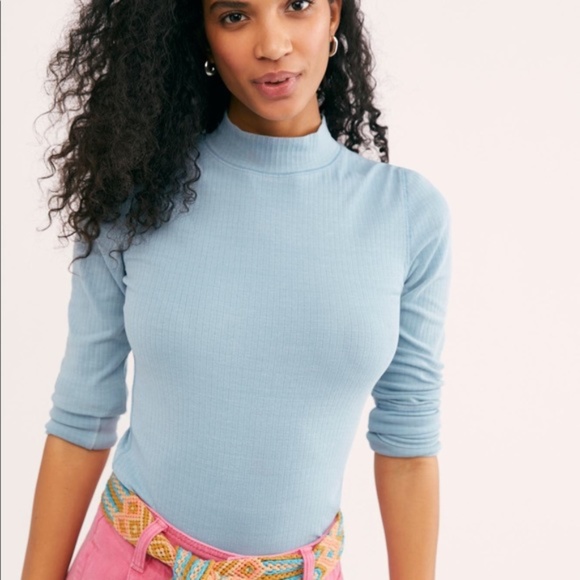 FREE PEOPLE BOHO KNIT TOP PULLOVER KNIT LONG SLEEVES MOCK NECK COTTON TEE A3C - Picture 12 of 16